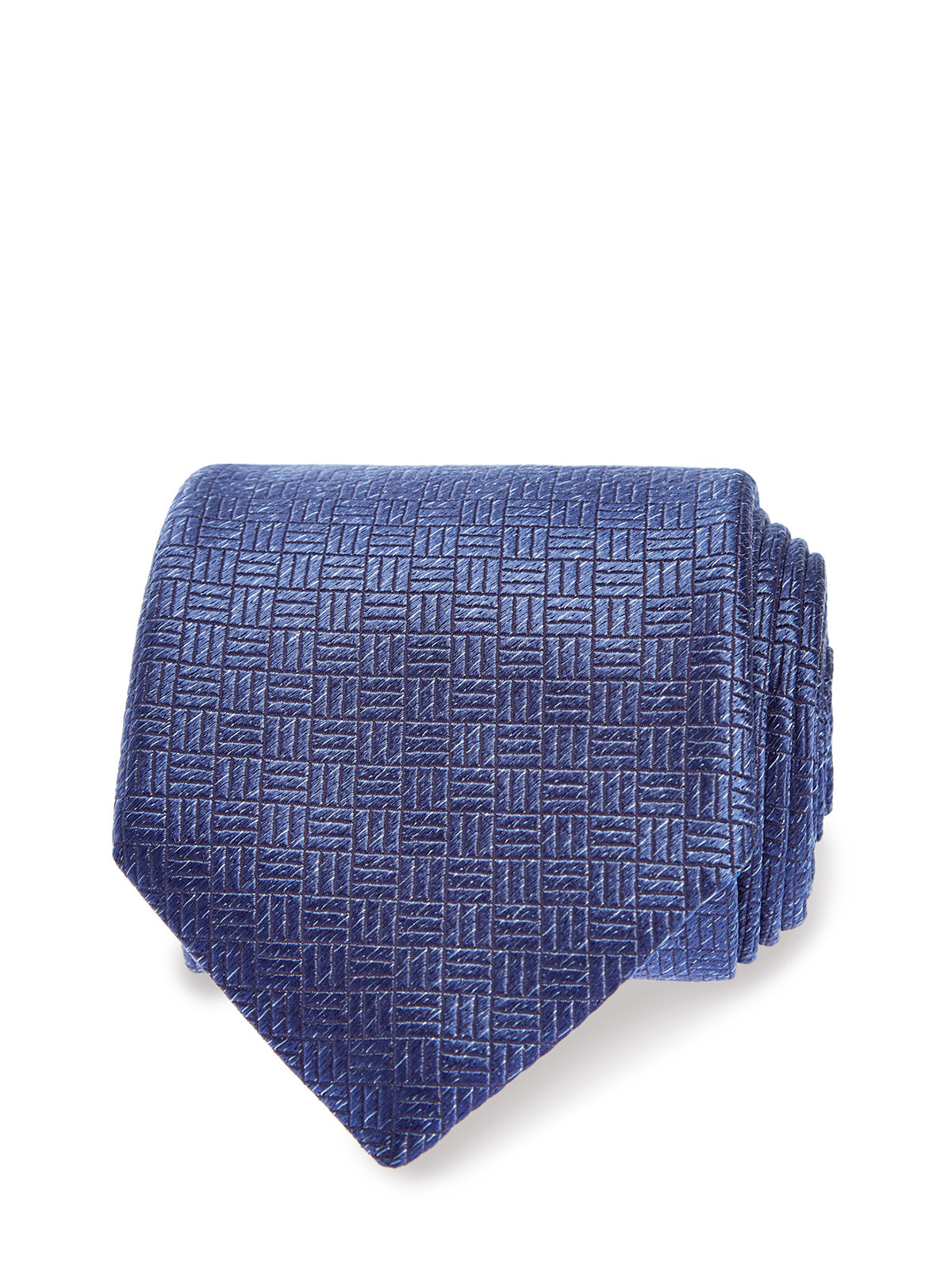 Галстук из шелка с вышитым глянцевым принтом CANALI, цвет синий, размер 37.5;38;38.5;39;40.5